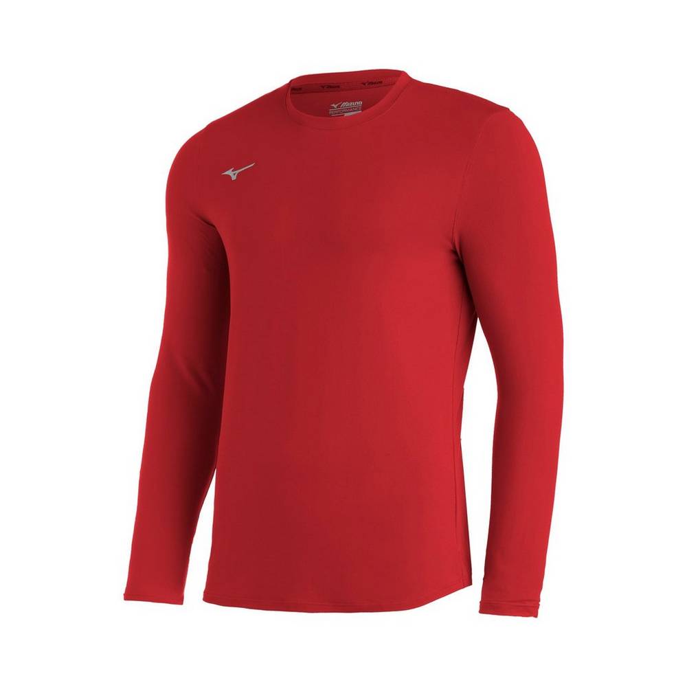Panske Treningove Oblecenie Mizuno Comp Diamond Long Sleeve Crew Baseball Červené Vypredaj EBOS73042